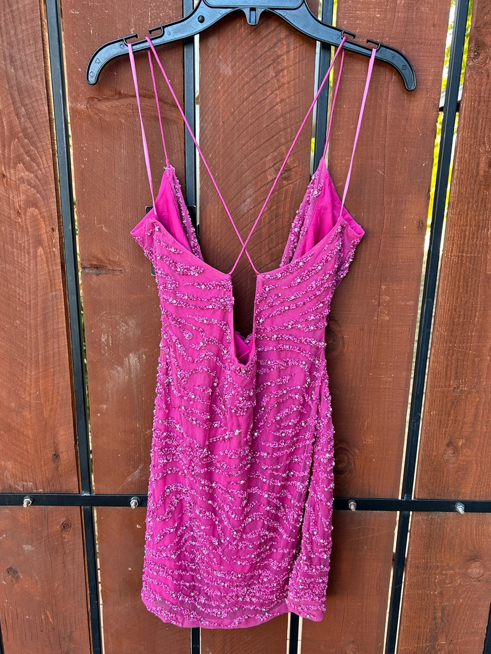 Retrofete Mich Fuchsia Rose Pink Tiger Stripe Sequin Dress NWT size XS - Picture 4 of 12
